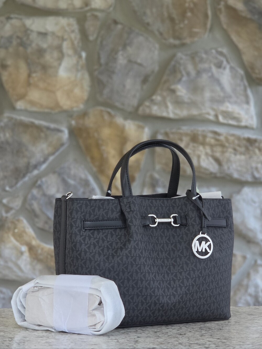 Michael Kors Carson Logo Medium Black Satchel